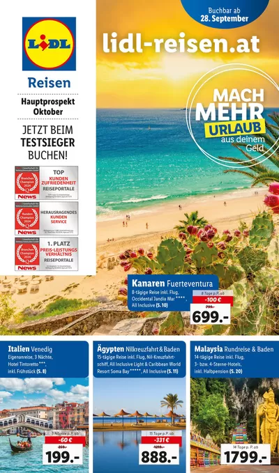 Angebote von Supermärkte in Wels | Aktuelle Reiseprospekte Hauptprospekt Oktober in Lidl | 28.9.2024 - 31.10.2024