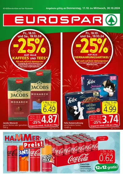 Eurospar Katalog in Telfs | Rabatte und Aktionen | 16.10.2024 - 30.10.2024