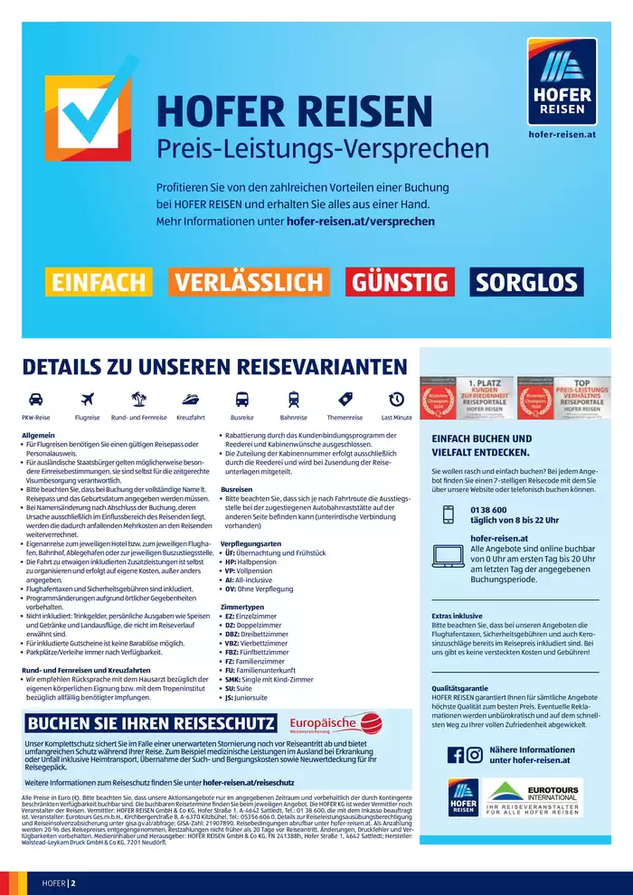 Hofer Katalog in Wörgl | Blättern Sie online im HOFER REISEN Katalog | 31.10.2024 - 14.11.2024