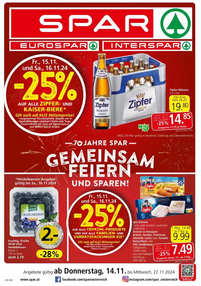 Spar Katalog in Walchsee | Attraktive Angebote entdecken | 13.11.2024 - 27.11.2024