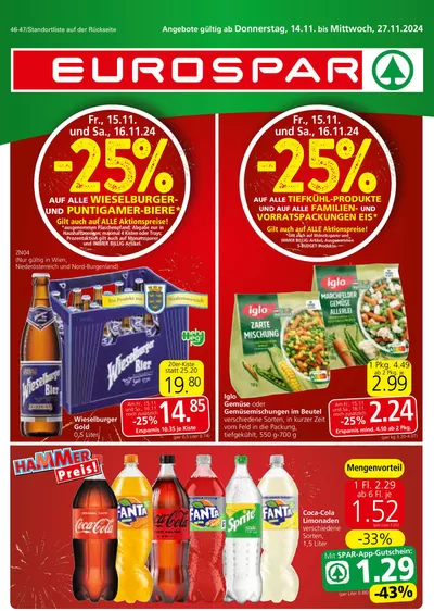 Eurospar Katalog in Wien | Angebote Eurospar | 13.11.2024 - 27.11.2024