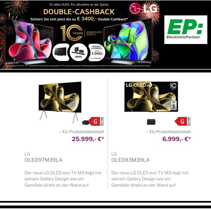 EP Katalog in Wien | EP ElectronicParner Double-Cashback | 23.10.2023 - 31.12.2023