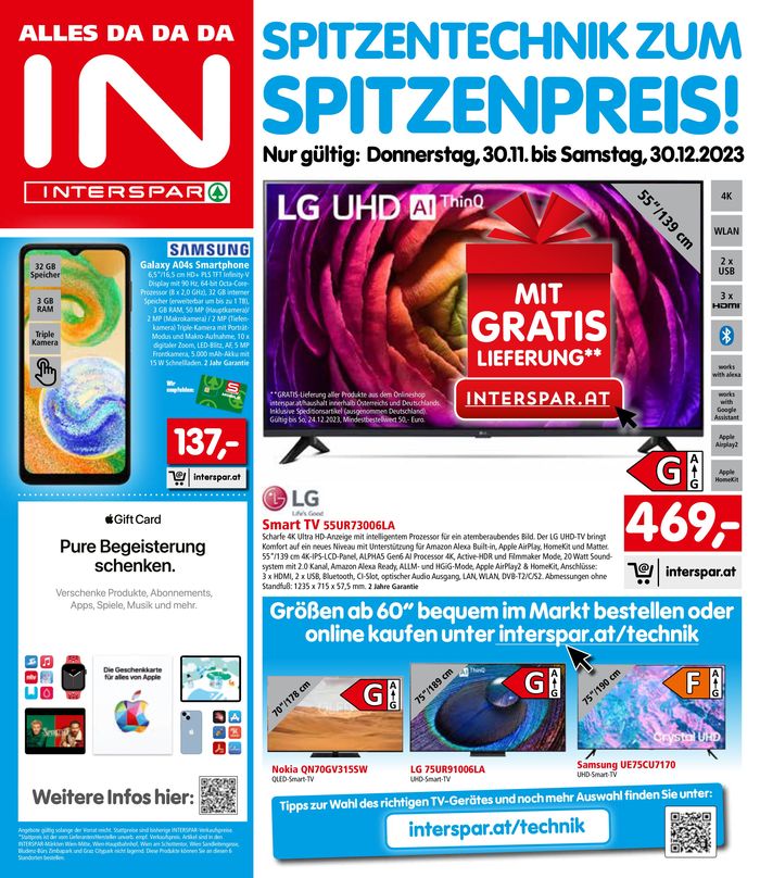 Interspar Katalog in Eisenstadt | Interspar flugblatt | 30.11.2023 - 31.12.2023