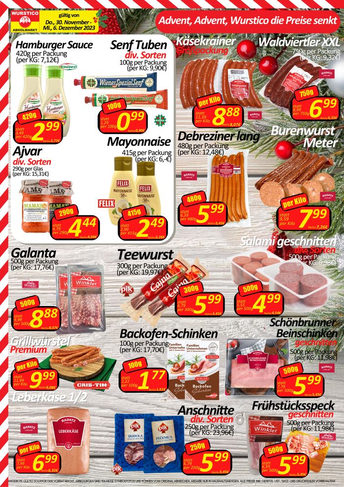Wurstico Katalog in Wiener Neustadt | Wurstico flugblatt | 30.11.2023 - 6.12.2023