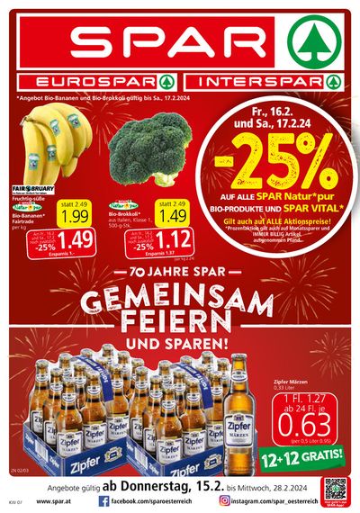 Angebote von Supermärkte in Wiener Neustadt | GemeInsam FEIERN UND SPAREN! in Spar | 15.2.2024 - 28.2.2024