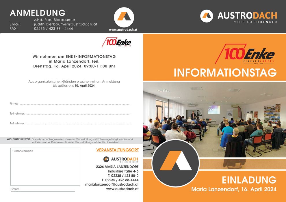 AustroDach Katalog | ENKE INFORMATIONSTAG MARIA LANZENDORF | 16.2.2024 - 16.4.2024