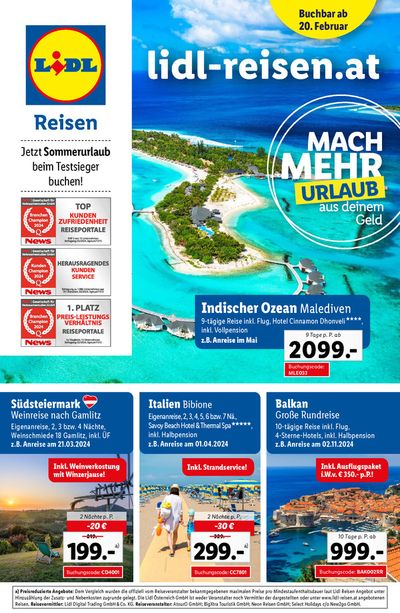 Angebote von Reisen in Villach | Jetzt Sommerurlaub beim Testsieger buchen! in Lidl Reisen | 20.2.2024 - 25.3.2024