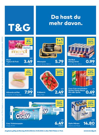 Angebote von Supermärkte in Imst | T&G Flugblatt in T&G | 24.3.2024 - 7.4.2024