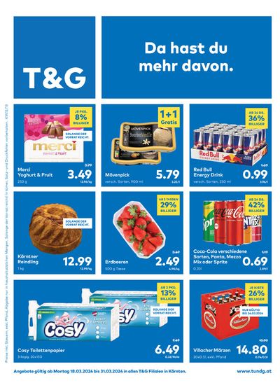 Angebote von Supermärkte in Treffen am Ossiacher See | T&G Flugblatt in T&G | 24.3.2024 - 7.4.2024