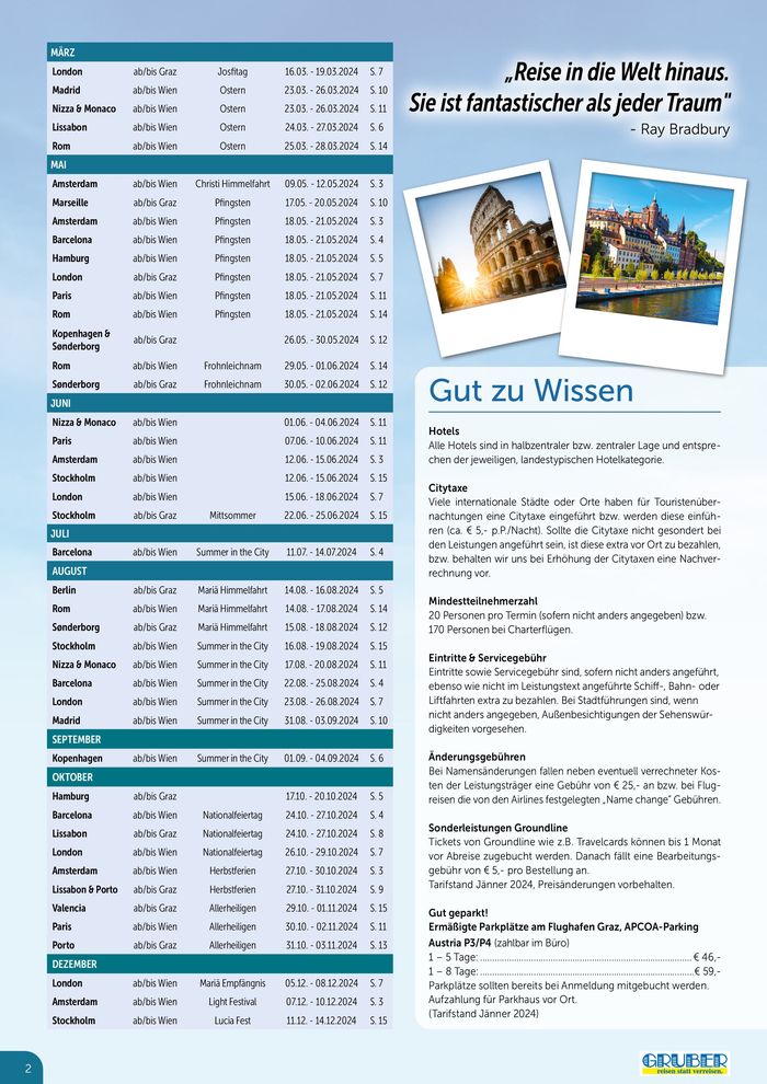 Gruber Reisen Katalog in Voitsberg | Städteflüge | 29.3.2024 - 31.12.2024