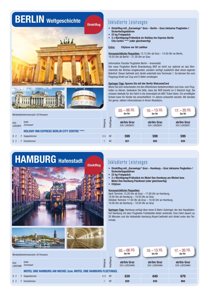 Springer Reisen Katalog in Mürzzuschlag | Städteflüge 2024 | 2.4.2024 - 31.12.2024
