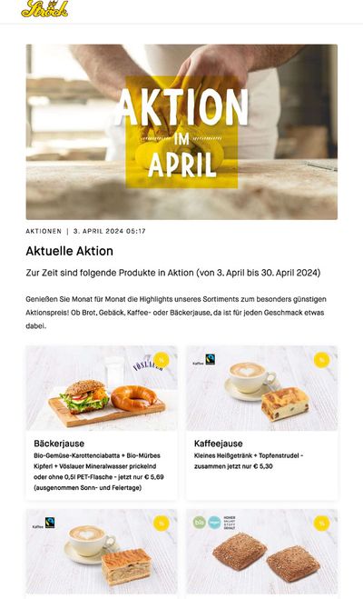Angebote von Restaurants in Korneuburg | Aktion im April in Bäckerei Ströck | 4.4.2024 - 30.4.2024