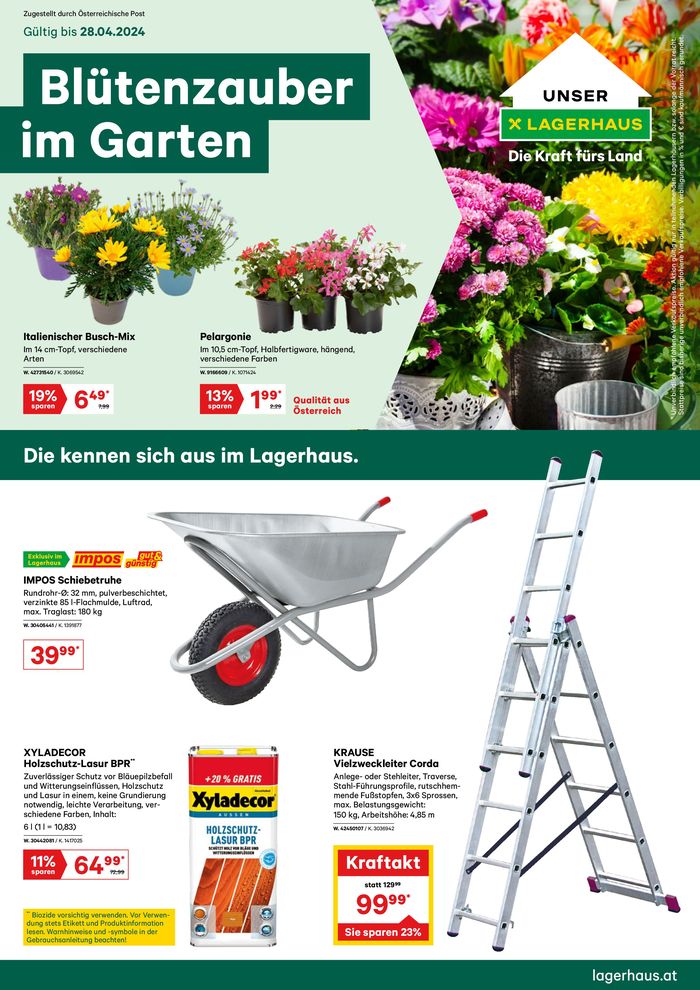 Lagerhaus Graz Land Katalog in Übelbach | Lagerhaus Flugblatt April 2024 | 14.4.2024 - 28.4.2024