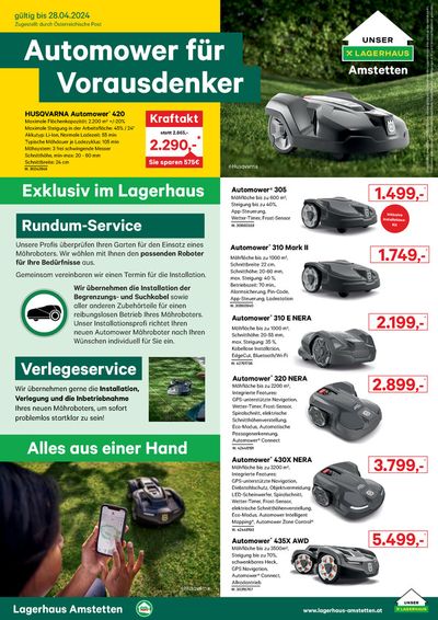 Lagerhaus Katalog in Ried im Innkreis | Lagerhaus Flugblatt Rasenroboter April 2024 | 15.4.2024 - 29.4.2024