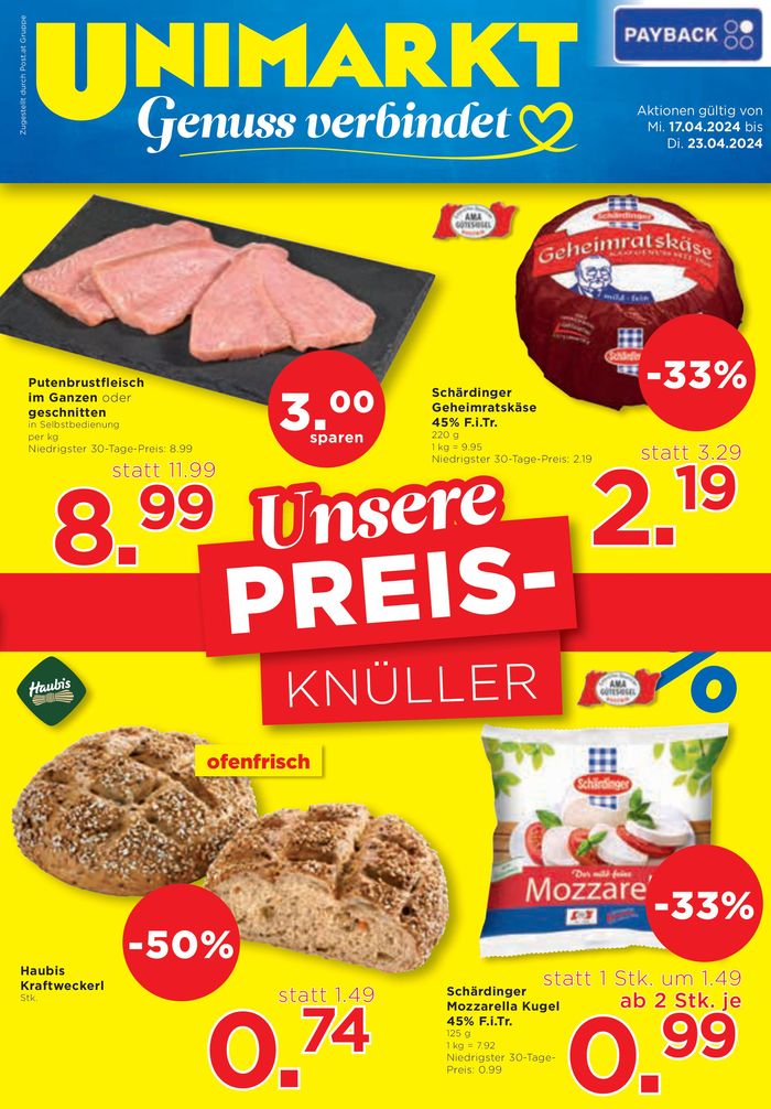 Unimarkt Katalog in Vöcklabruck | Unimarkt flugblatt | 17.4.2024 - 23.4.2024