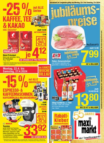 Angebote von Supermärkte in Vöcklabruck | Jubiläums-Preise in Maximarkt | 19.4.2024 - 3.5.2024