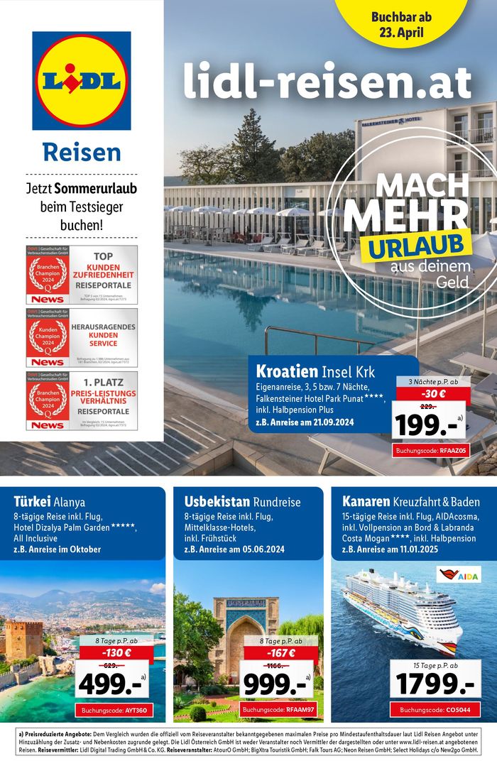 Lidl Reisen Katalog | Buchbar ab 23.04. | 23.4.2024 - 22.5.2024