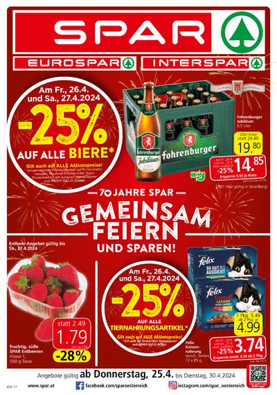 Angebote von Supermärkte in Nenzing | GEMEINSAM FEIERN UND SPAREN! in Eurospar | 24.4.2024 - 8.5.2024