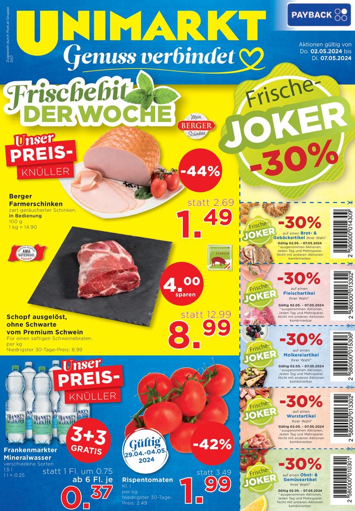 Unimarkt Katalog in Bad Gleichenberg | Unimarkt flugblatt | 2.5.2024 - 7.5.2024