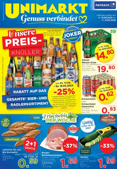Angebote von Supermärkte in Vorau | Unimarkt flugblatt in Unimarkt | 16.5.2024 - 30.5.2024