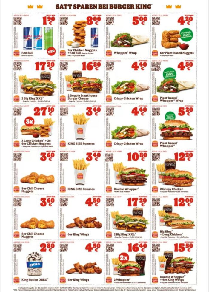 Burger King Katalog in Kössen | Satt Sparen Bei Burger King | 20.5.2024 - 30.6.2024