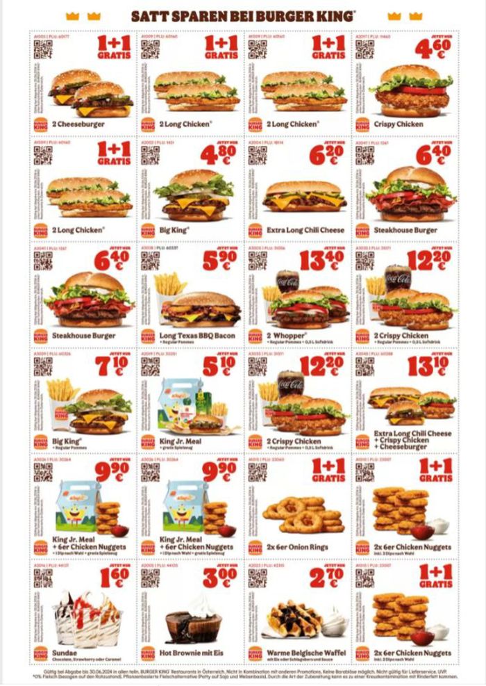 Burger King Katalog in St. Radegund | Satt Sparen Bei Burger King | 20.5.2024 - 30.6.2024