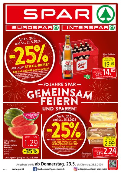 Angebote von Supermärkte in Bad Tatzmannsdorf | Spar flugblatt in Spar | 22.5.2024 - 5.6.2024