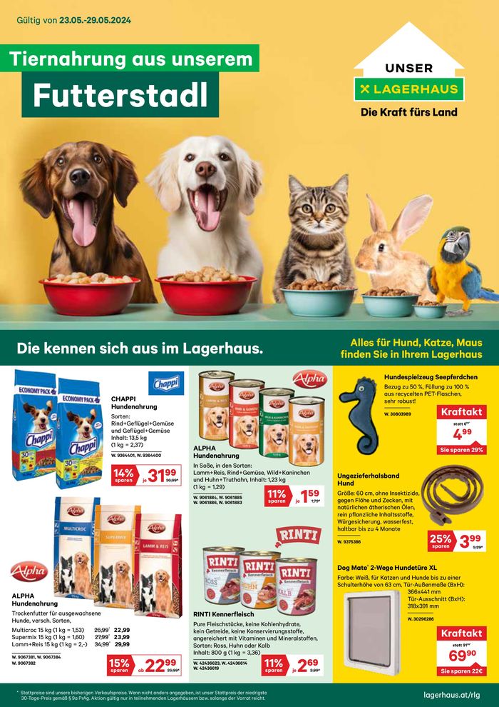 Lagerhaus Katalog in Ernstbrunn | Tiernahrung aus dem Futterstadl Bruck/Leitha | 23.5.2024 - 6.6.2024
