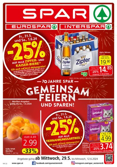 Angebote von Supermärkte in Winzendorf-Muthmannsdorf | Spar flugblatt in Spar | 29.5.2024 - 12.6.2024