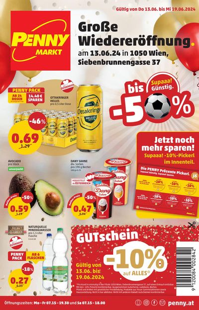 Angebote von Supermärkte in Weinburg | Große Wiedereröffnung in Penny | 7.6.2024 - 21.6.2024
