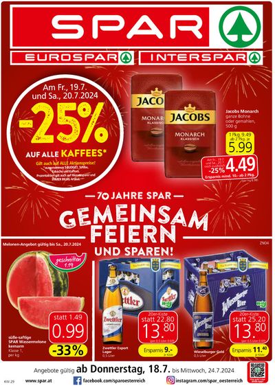 Angebote von Supermärkte in Wien | Top-Deals für alle Kunden in Spar | 17.7.2024 - 31.7.2024