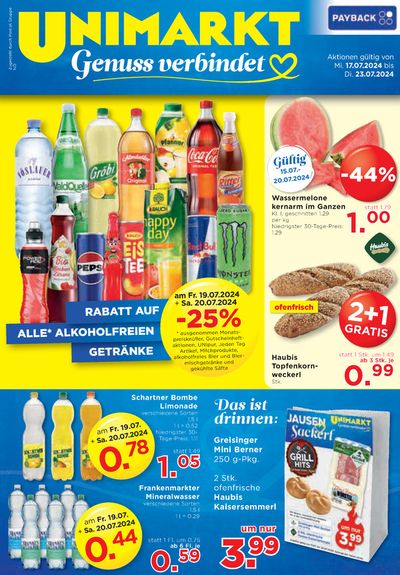 Unimarkt Katalog in Wels | Jetzt sparen mit unseren Deals | 18.7.2024 - 1.8.2024