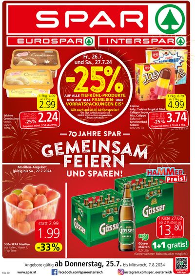 Angebote von Supermärkte in Wien | Spar flugblatt in Spar | 24.7.2024 - 7.8.2024