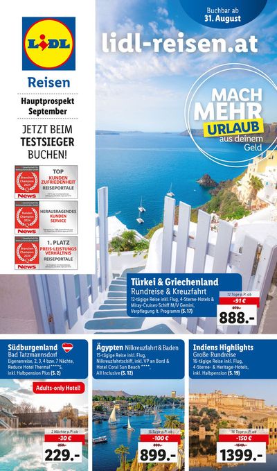 Lidl Katalog in Kottingbrunn | Aktuelle Reiseprospekte Hauptprospekt September | 31.8.2024 - 30.9.2024