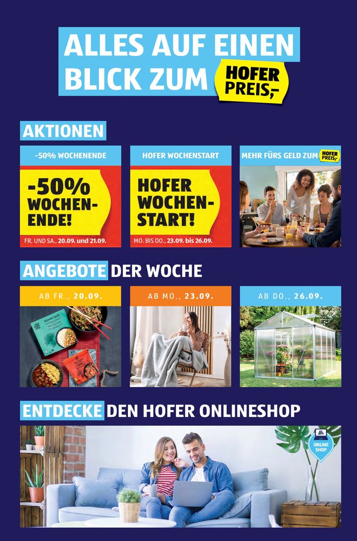 Hofer Katalog in Mondsee | Blättern Sie online im HOFER Flugblatt | 18.9.2024 - 2.10.2024