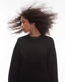 Topshop – Hochwertiges Sweatshirt in Schwarz mit Ziernaht, Kombiteil für 36€ in ASOS