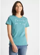 Kurzarmshirt mit Katzen-Druck für 10,99€ in Bonprix