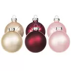 Weihnachtskugeln aus Glas, creme, marsala, pink, 6 cm Ø, 12 Stück für 5,99€ in Buttinette