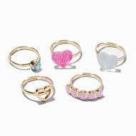 Claire's Club Gold Heart Box Rings - 5 Pack für 5,99€ in Claire's