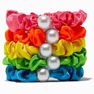 Claire's Club Neon Rainbow Pearl Scrunchies - 6 Pack für 3,2€ in Claire's