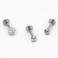 Silver-tone 16G Crystal Fireball Helix Stud Earrings - 3 Pack für 6€ in Claire's