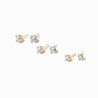 18K Gold Plated Cubic Zirconia Graduated Round Basket Stud Earrings - 3 Pack für 13,2€ in Claire's