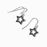 Black Crystal Silver-tone Star 0.5" Drop Earrings für 2,39€ in Claire's