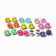 Glitter Rainbow Donut Stud Earrings - 9 Pack für 8,99€ in Claire's