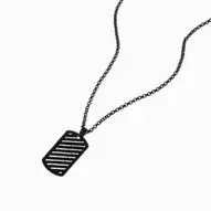 Hematite-tone Black Crystal Dog Tag Pendant Necklace für 7€ in Claire's