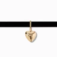 Gold-tone Puffy Heart Black Velvet Choker Necklace für 4,79€ in Claire's