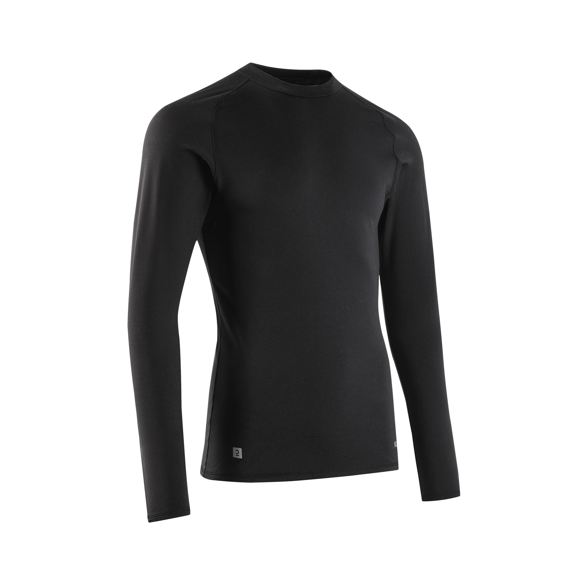 Damen/Herren Fussball Funktionsshirt langarm wärmend - Keepcomfort 100 schwarz für 12,99€ in Decathlon