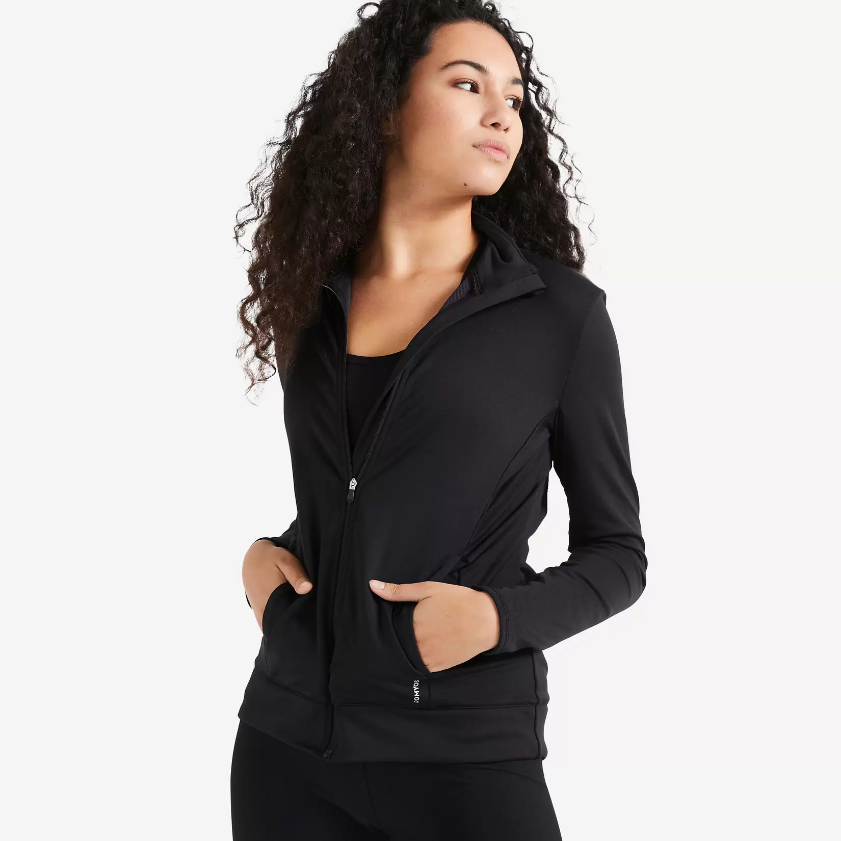 Trainingsjacke gerader Schnitt Fitness Cardio Damen schwarz für 24,99€ in Decathlon