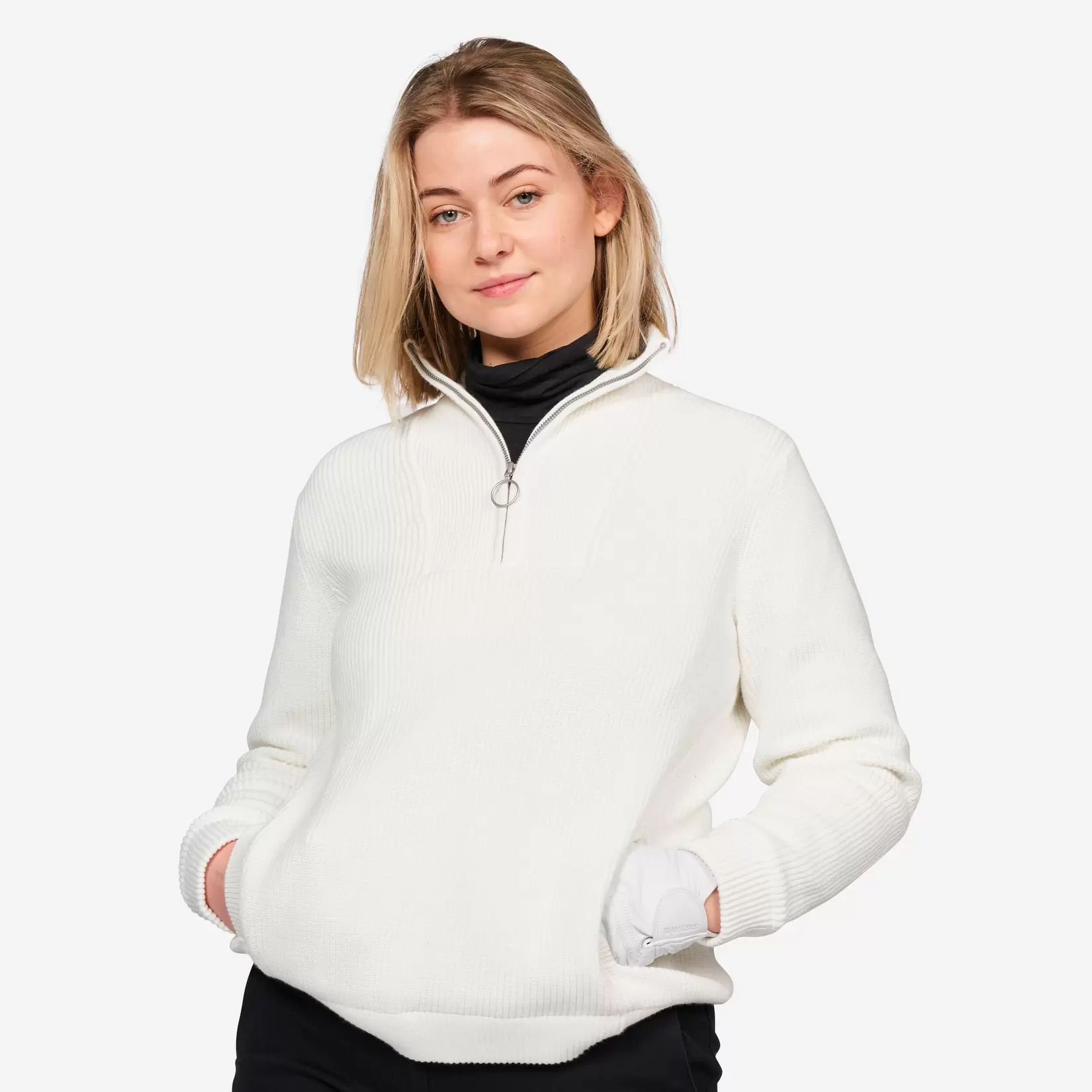 Damen Golf Pullover Windbreaker Kurzreissverschluss - MW500 natur für 64,99€ in Decathlon