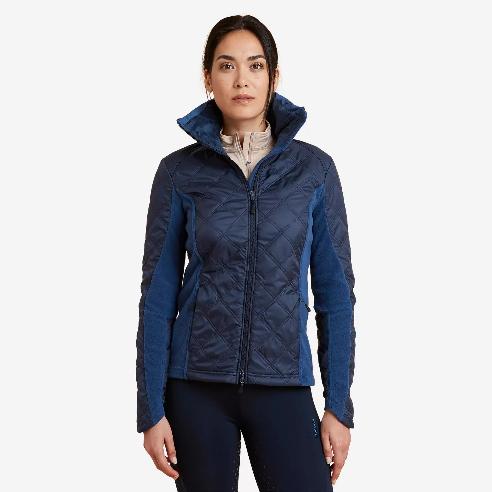 Reit-Fleecejacke 500 Bi-Material Damen blau für 34,99€ in Decathlon